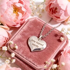 Love Beyond Words Heart Pendant Necklace